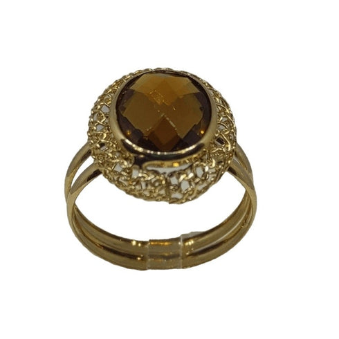 Anello oro 18 kt donna pietra topazio giallo madera 3gr | Gioiellitosti.it