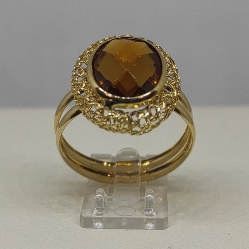 Anello oro 18 kt donna pietra topazio giallo madera 3gr | Gioiellitosti.it
