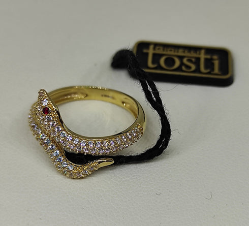 Anello oro 18 kt donna serpente oro giallo con pietre 2,90 gr | Gioiellitosti.it