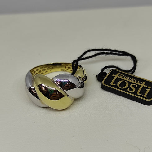 Anello oro 18 kt donna treccia 2 colori oro 4,50 gr | Gioiellitosti.it