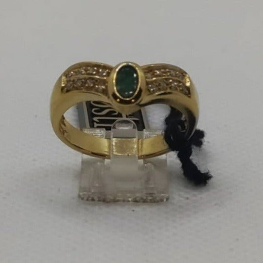 Anello oro 18k smeraldi e zirconi 5 gr misura 14 | Gioiellitosti.it