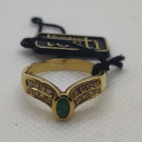 Anello oro 18k smeraldi e zirconi 5 gr misura 14 | Gioiellitosti.it