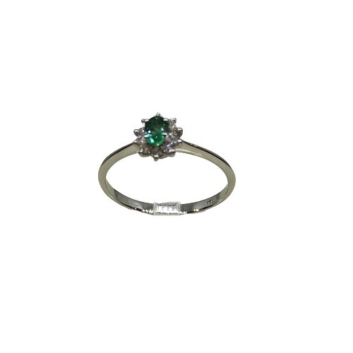 Anello Oro bianco 18k Diamanti 0,10 Smeraldi 0,30 | Gioiellitosti.it