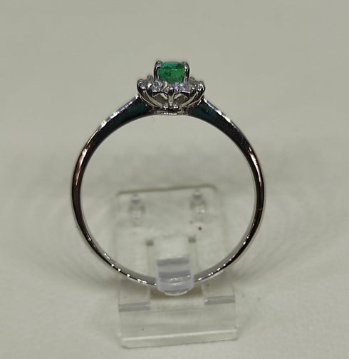 Anello Oro bianco 18k Diamanti 0,10 Smeraldi 0,30 | Gioiellitosti.it