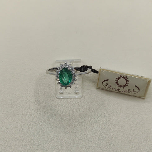 Anello Oro bianco 18k Diamanti 0,20 Smeraldi 1,02 | Gioiellitosti.it