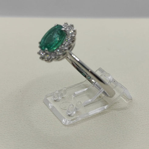 Anello Oro bianco 18k Diamanti 0,20 Smeraldi 1,02 | Gioiellitosti.it