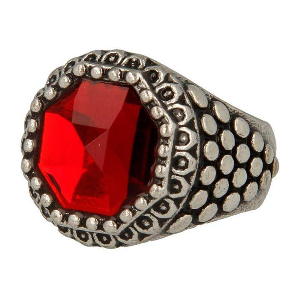 Anello Unisex Pietro Ferrante Puntinato con Pietra Rossa ottagonale P3287 | Gioiellitosti.it
