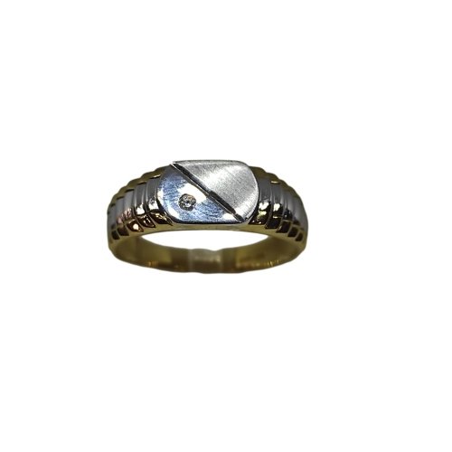 Anello uomo oro 18k bicolore con Zircone misura 23 - 5,4 gr | Gioiellitosti.it