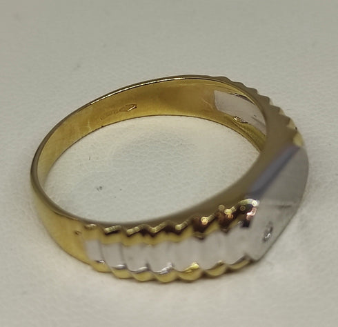 Anello uomo oro 18k bicolore con Zircone misura 23 - 5,4 gr | Gioiellitosti.it