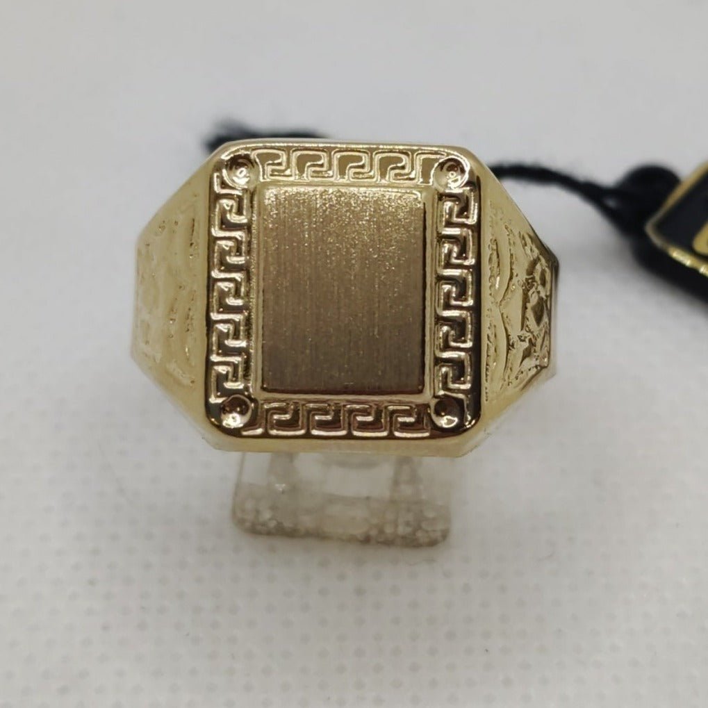 Anello da uomo placcato oro con fascia in acciaio spazzolato effetto satinato