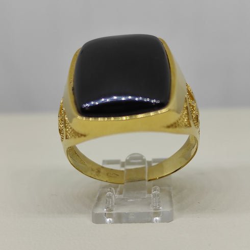 Anello uomo oro giallo 18 kt 750 pietra onice peso 6,1 gr misura 22 | Gioiellitosti.it