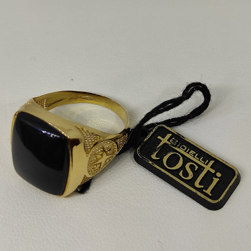 Anello uomo oro giallo 18 kt 750 pietra onice peso 6,1 gr misura 22 | Gioiellitosti.it