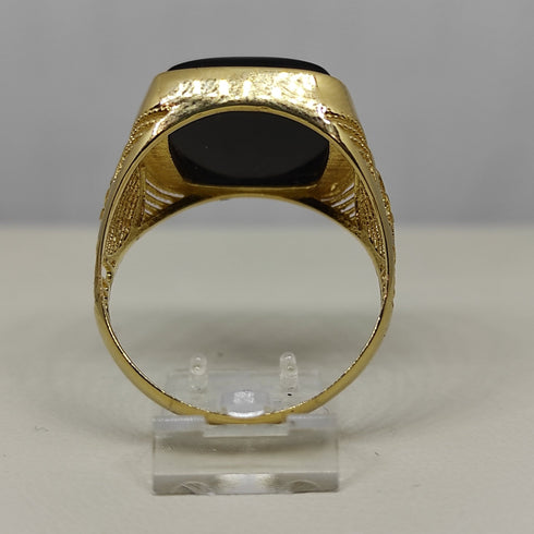 Anello uomo oro giallo 18 kt 750 pietra onice peso 6,1 gr misura 22 | Gioiellitosti.it