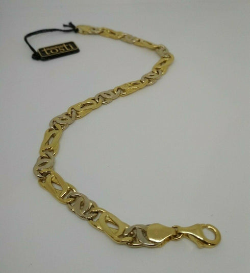 Bracciale Oro 18 kt catena bicolore 22 cm 7 mm 13,20 gr Solid 18k gold bracelet | Gioiellitosti.it