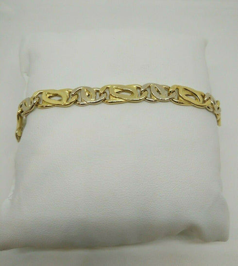 Bracciale Oro 18 kt catena bicolore 22 cm 7 mm 13,20 gr Solid 18k gold bracelet | Gioiellitosti.it