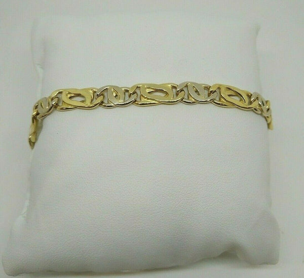 Bracciale Oro 18 kt catena bicolore 22 cm 7 mm 13,20 gr Solid 18k gold bracelet | Gioiellitosti.it