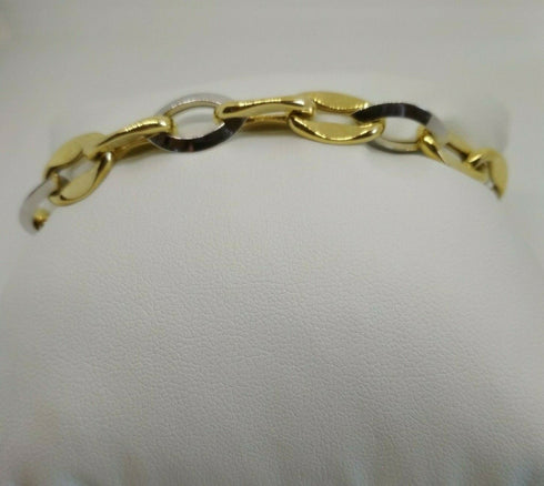 Bracciale oro 18 kt donna maglia bicolore 11,40 gr Solid 18k gold bracelet | Gioiellitosti.it