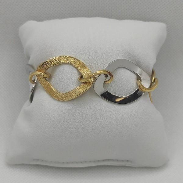 Bracciale oro 18 kt donna maglia bicolore 11,60 gr Solid 18k gold bracelet | Gioiellitosti.it