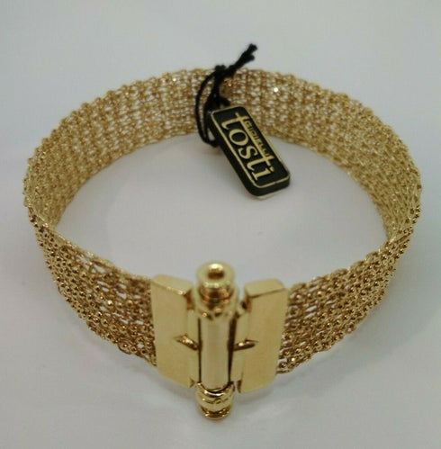 Bracciale oro 18 kt donna maglia larga diamantata 22 gr Solid 18k gold bracelet | Gioiellitosti.it