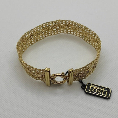Bracciale oro 18 kt donna maglia larga satinata 15,60 gr Solid 18k gold bracelet | Gioiellitosti.it