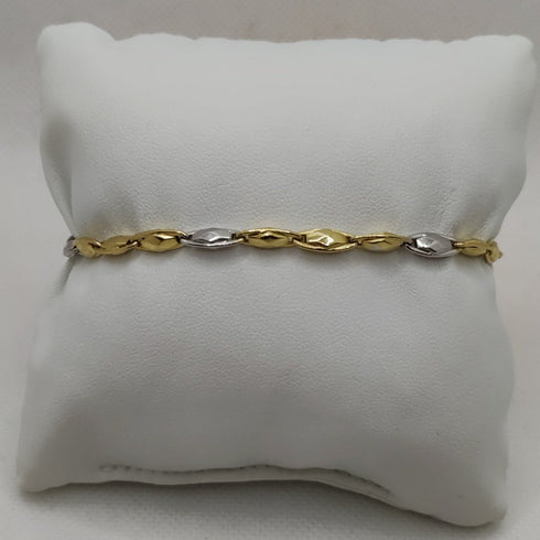 Bracciale Oro 18k maglia ovale bicolore 21 cm 6.70 gr | Gioiellitosti.it