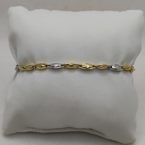 Bracciale Oro 18k maglia ovale bicolore 21 cm 6.70 gr | Gioiellitosti.it