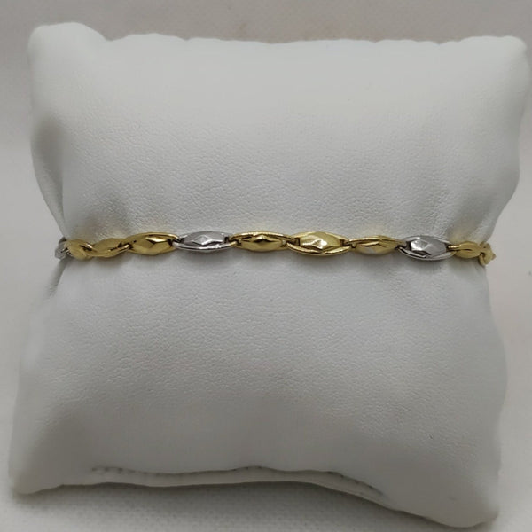 Bracciale Oro 18k maglia ovale bicolore 21 cm 6.70 gr | Gioiellitosti.it