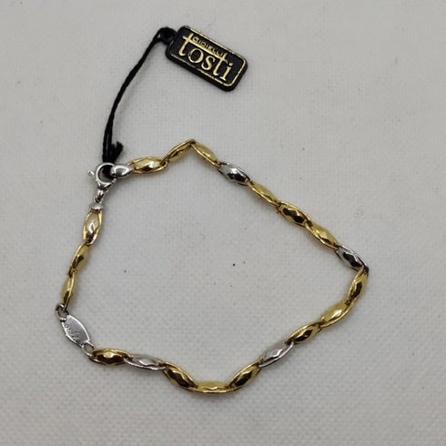 Bracciale Oro 18k maglia ovale bicolore 21 cm 6.70 gr | Gioiellitosti.it