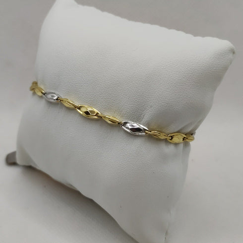 Bracciale Oro 18k maglia ovale bicolore 21 cm 6.70 gr | Gioiellitosti.it