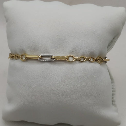 Bracciale Oro 18k uomo catena bicolore 19,5 cm 3.50 gr | Gioiellitosti.it