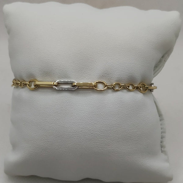 Bracciale Oro 18k uomo catena bicolore 19,5 cm 3.50 gr | Gioiellitosti.it