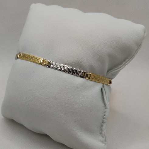 Bracciale Oro 18k uomo semirigido bicolore 19,5 cm 3.50 gr | Gioiellitosti.it