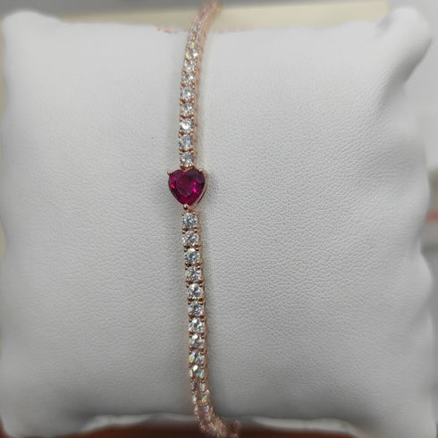 Bracciale tennis cuore argento 925 rose' MABINA 533439 M | Gioiellitosti.it
