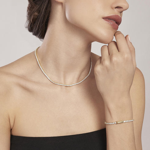 Bracciale tennis Mabina 533558-S Zirconi Argento placcato Oro | Gioiellitosti.it