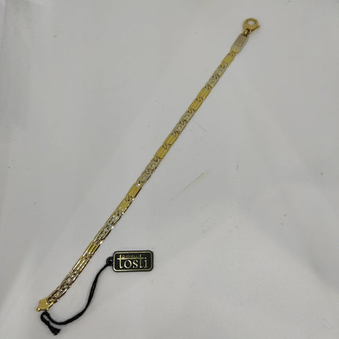 Bracciale Unisex Oro 18 kt catena bicolore 21 cm 12,70 gr | Gioiellitosti.it