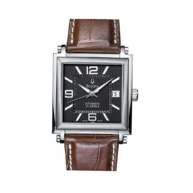 Bulova Automatic Orologio Uomo, Meccanismo A Carica Automatica 21 Rubini, Cassa 42mm, Cinturino In Pelle, Quadrante 24 Ore