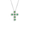 Collana Croce oro bianco 18k Diamanti 0,10 Smeraldi 0,10 | Gioiellitosti.it