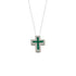 Collana Croce Oro bianco 18k Diamanti 0,07 Smeraldi 0,18 | Gioiellitosti.it