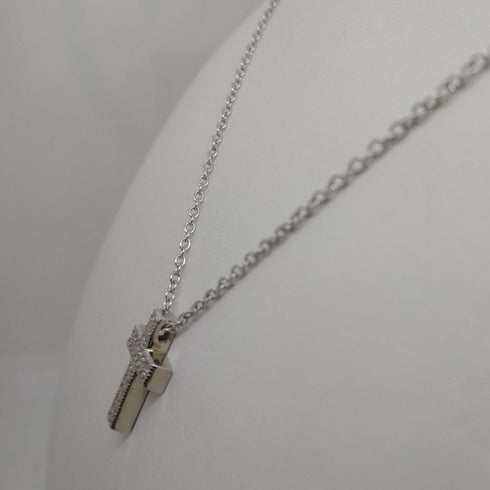Collana Croce argento zirconi Girocollo MABINA 553015 | Gioiellitosti.it