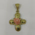 Ciondolo Croce oro 18k donna pendente con corallo rosa gr 4,60 | Gioiellitosti.it