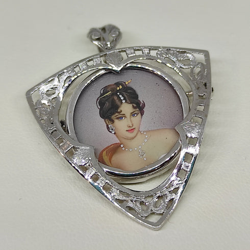 Ciondolo Spilla oro 18k bianco Vintage Miniatura gr 7,10 | Gioiellitosti.it