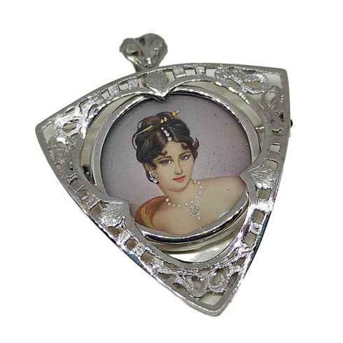 Ciondolo Spilla oro 18k bianco Vintage Miniatura gr 7,10 | Gioiellitosti.it