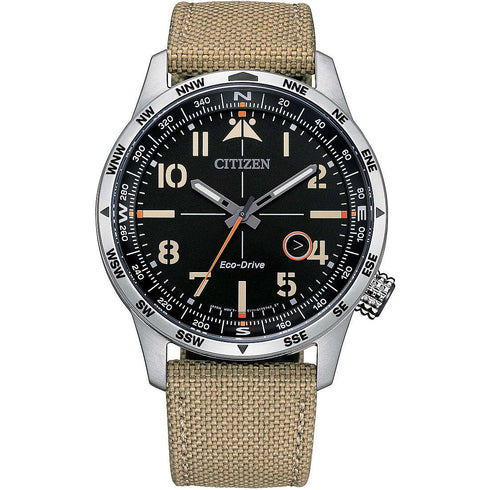 Citizen aviator Eco Drive BM7550-10E Cinturino Tela | Gioiellitosti.it
