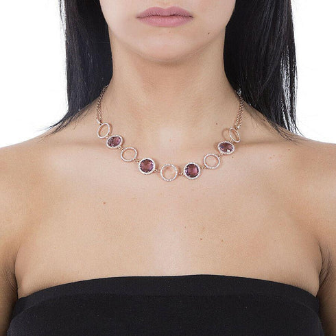 Collana bronzo placcato oro rosa ametista e zirconi Boccadamo Sharada XGR263RS | Gioiellitosti.it