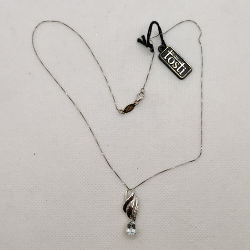 Collana ciondolo acquamarina diamanti oro 18k | Gioiellitosti.it