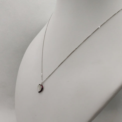 Collana ciondolo cuore oro 18k bianco rubini | Gioiellitosti.it