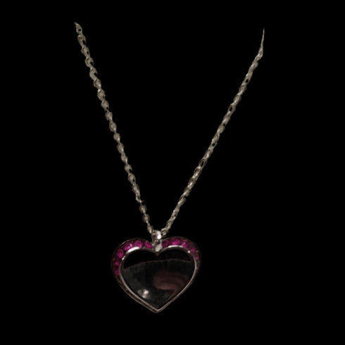 Collana ciondolo cuore oro 18k bianco rubini | Gioiellitosti.it