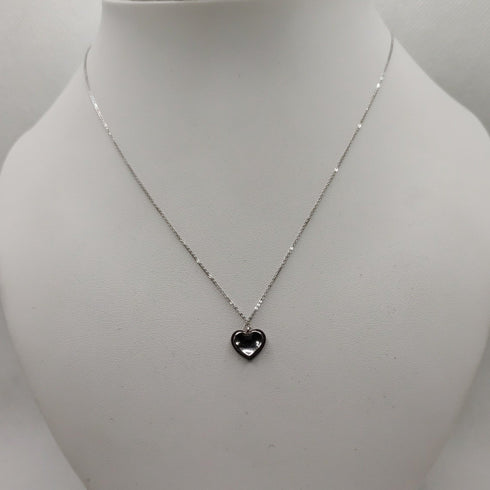 Collana ciondolo cuore oro 18k bianco rubini | Gioiellitosti.it