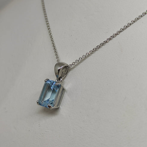 Collana punto luce oro bianco 18k Topazio azzurro | Gioiellitosti.it