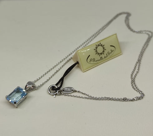Collana punto luce oro bianco 18k Topazio azzurro | Gioiellitosti.it